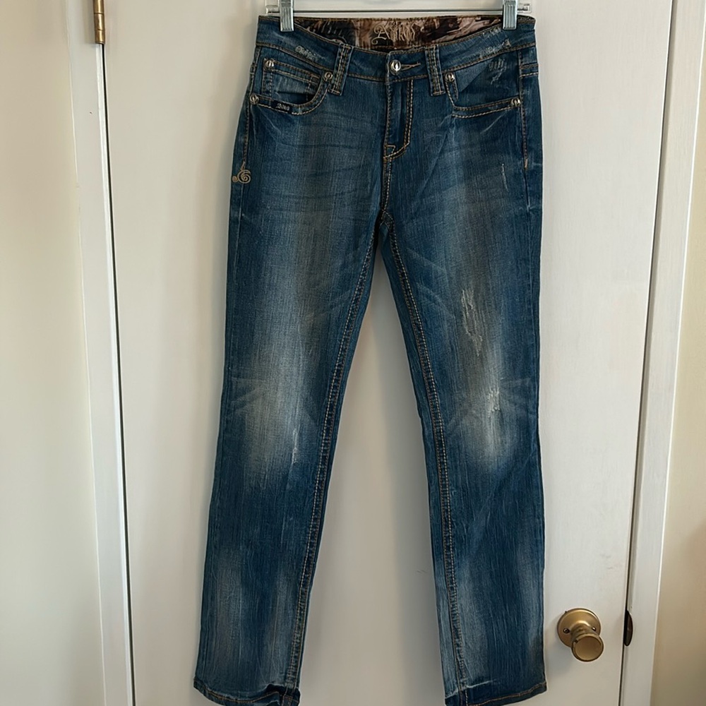 Adiktd VGUC distressed jeans, beautiful embroidered back pockets,